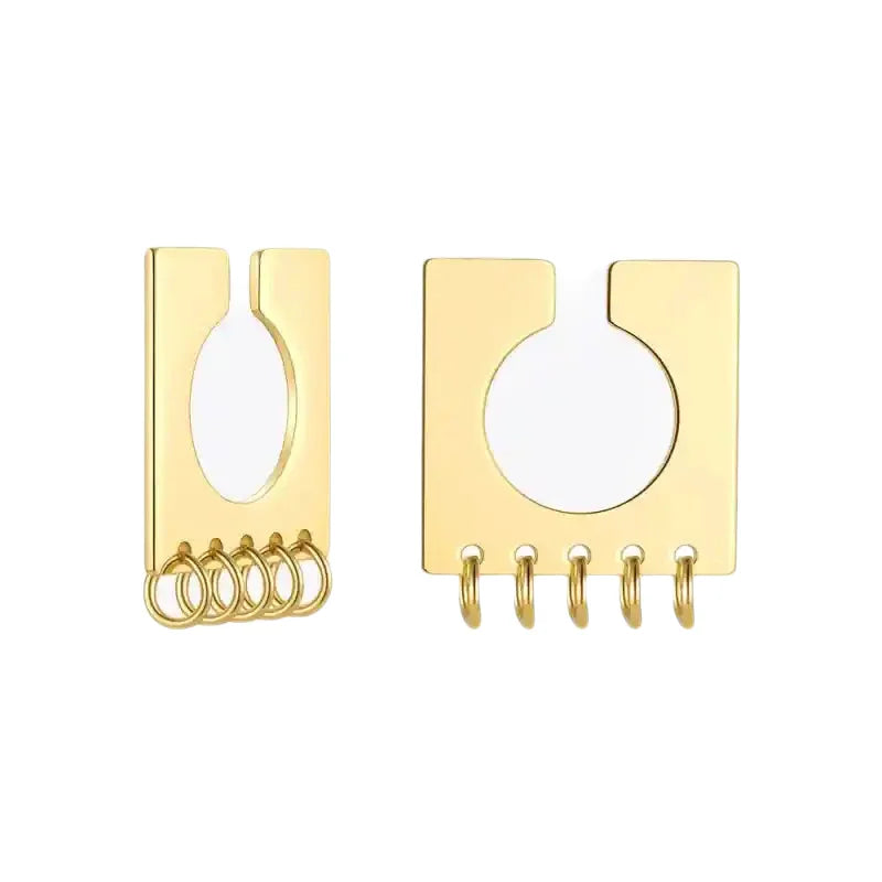 Gold-Color Geometric Square Cuff Stainless Steel Earrings