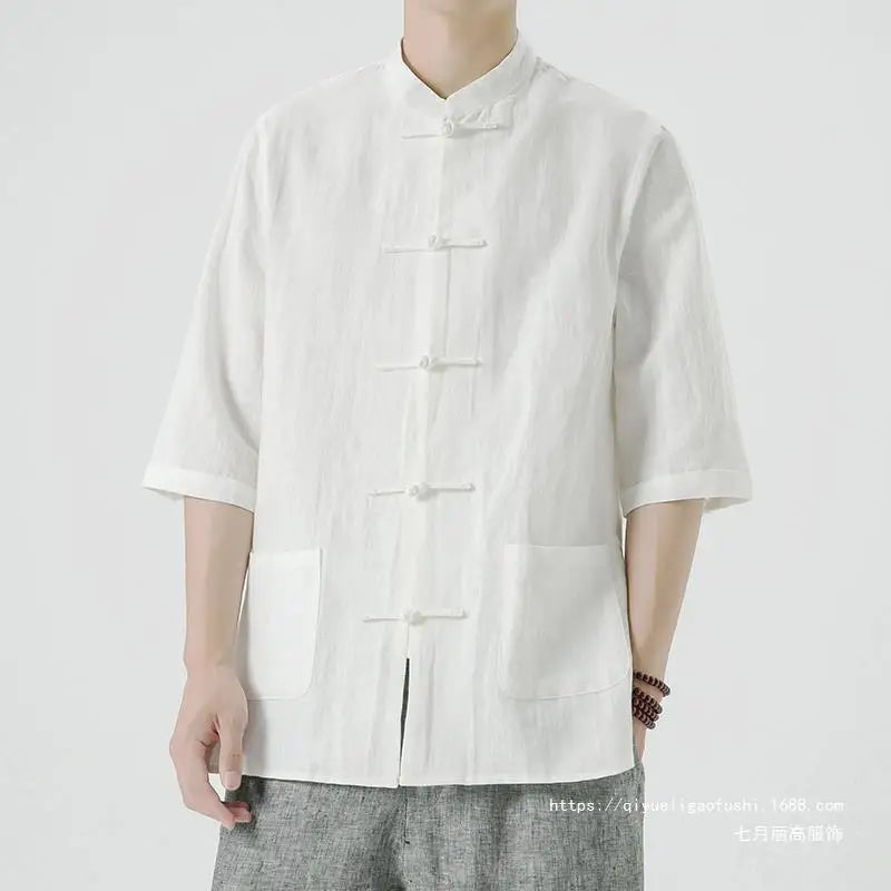 Tang Suit Linen Shirt Summer Seven-quarter Sleeve - view 4