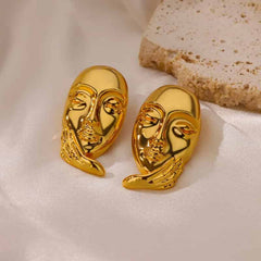 Stainless Steel Irregular Face Shaped Stud Earrings