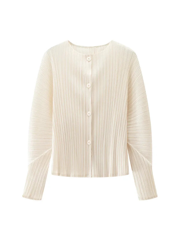 Round Neck Knit Long Sleeve Button Up Cardigan