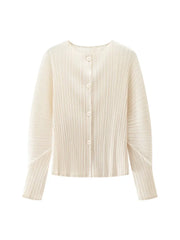 Round Neck Knit Long Sleeve Button Up Cardigan