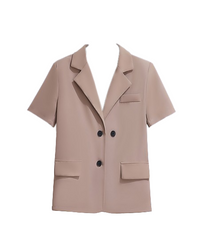 Thumbnail for Three Pieces Notched Collar Short Blazer Shirt with High Waist Short