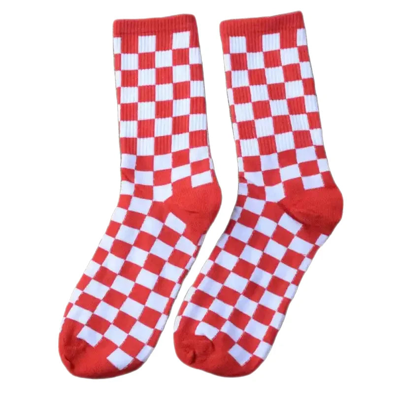 Hip Hop Style Cotton Socks With Colorful Geometric Design