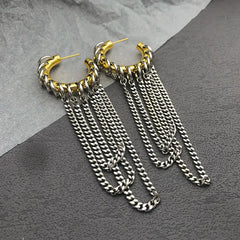 Exaggerated Long Tassel Punk Chain Open Hoop