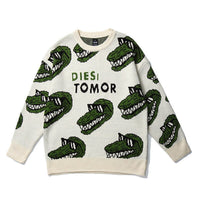 Thumbnail for Crocodile With Glasses Knitted Sweater - White / M