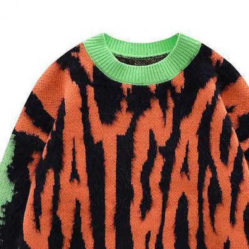 Zebra Pattern Round Neck Sweater