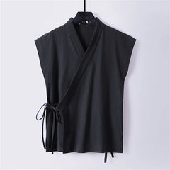 Chinese Traditional Clothes Cotton Linen Tank Tops Sleeveless Kimono Hanfu - view 9