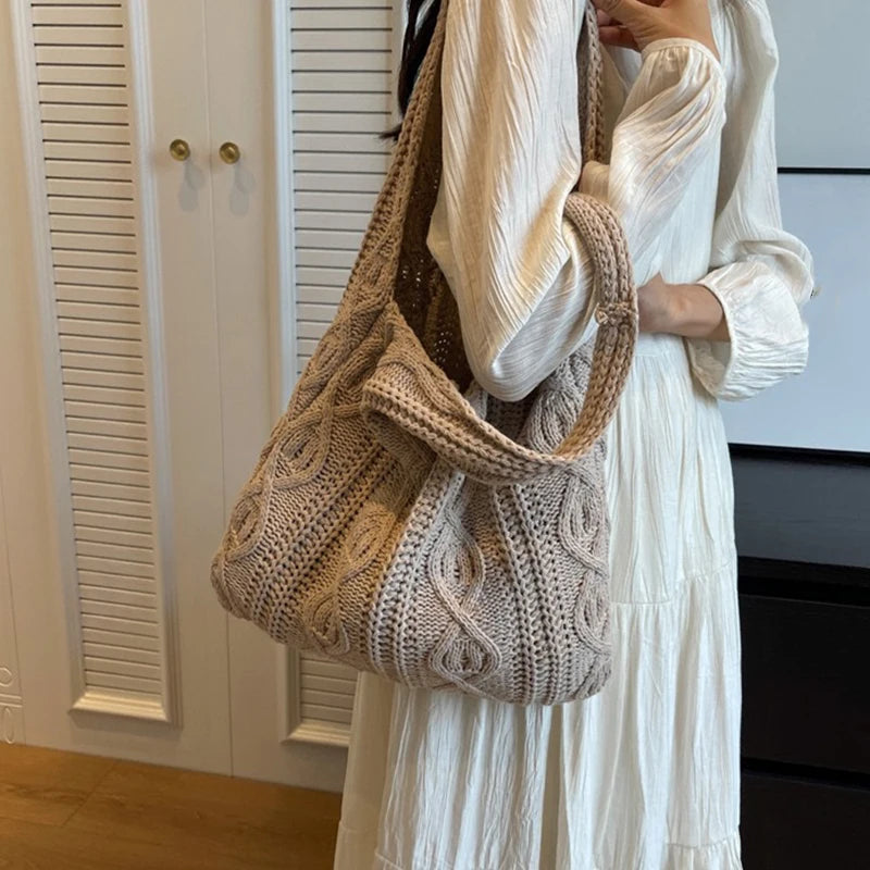 Knitted Shoulder Vintage Handbag Crochet Bag