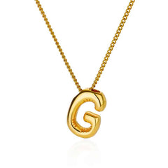 Chunky Alphabet Letter Initials Stainless Steel Plated Pendant Necklace