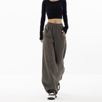 Thumbnail for Solid Color Loose Wide Leg Sweatpants - Gray / S