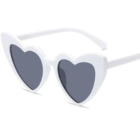Thumbnail for Heart Shape Sunglasses Glitter Frame Sun Shades - White /