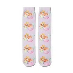 Happy Rainbow Clouds Unicorn Funny Middle Socks