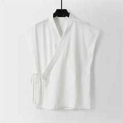Chinese Traditional Clothes Cotton Linen Tank Tops Sleeveless Kimono Hanfu - view 7