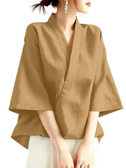 Harajuku Japandi Linen Cotton Blouse - Detail | Urban Wear Outsiders