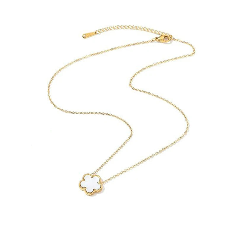 Clover Leaf Petals Plated Stainless Steel Necklace