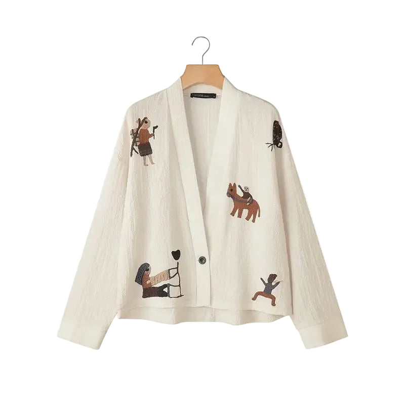 Harajuku Japandi Kimono Haori Noragi Linen Cotton Kimono Jacket (Shirt) V23 - Back View | Urban Wear Outsiders