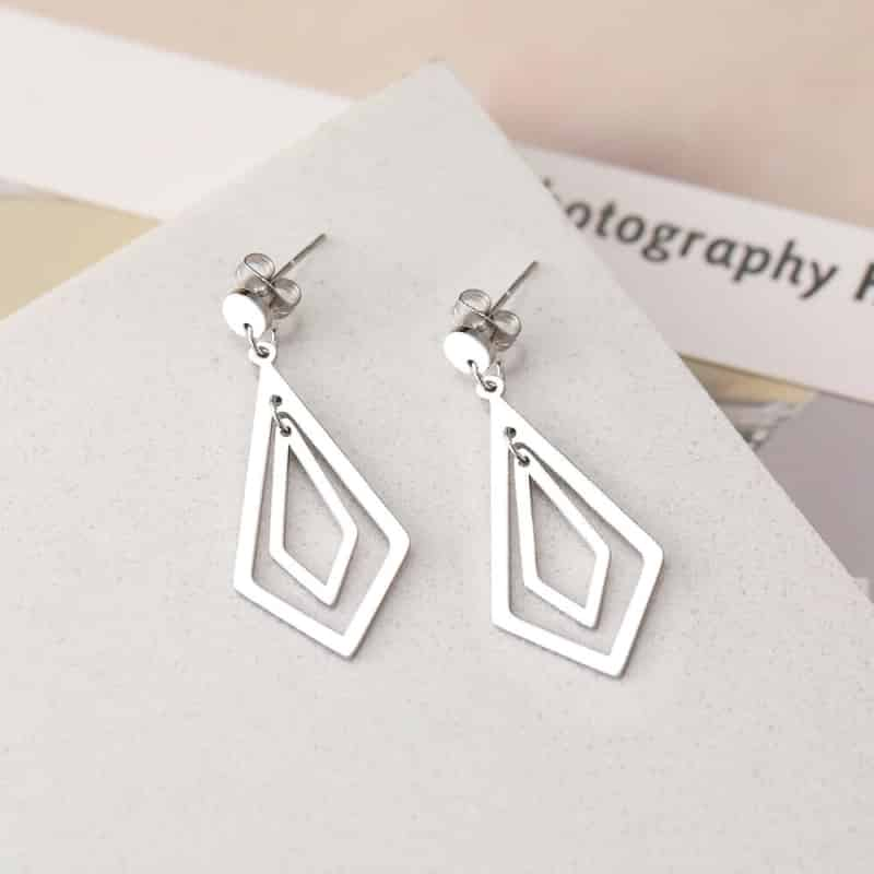 Stainless Steel Geometric Pendant Dangle Earrings