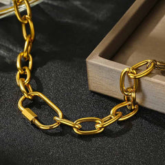 Stainless Steel Buckle Chunky Chain Bracelet