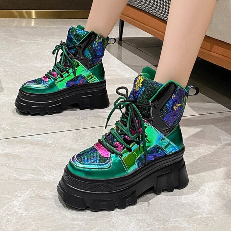 Zapatos De Plataforma De Colores Metálicos Y Brillantes