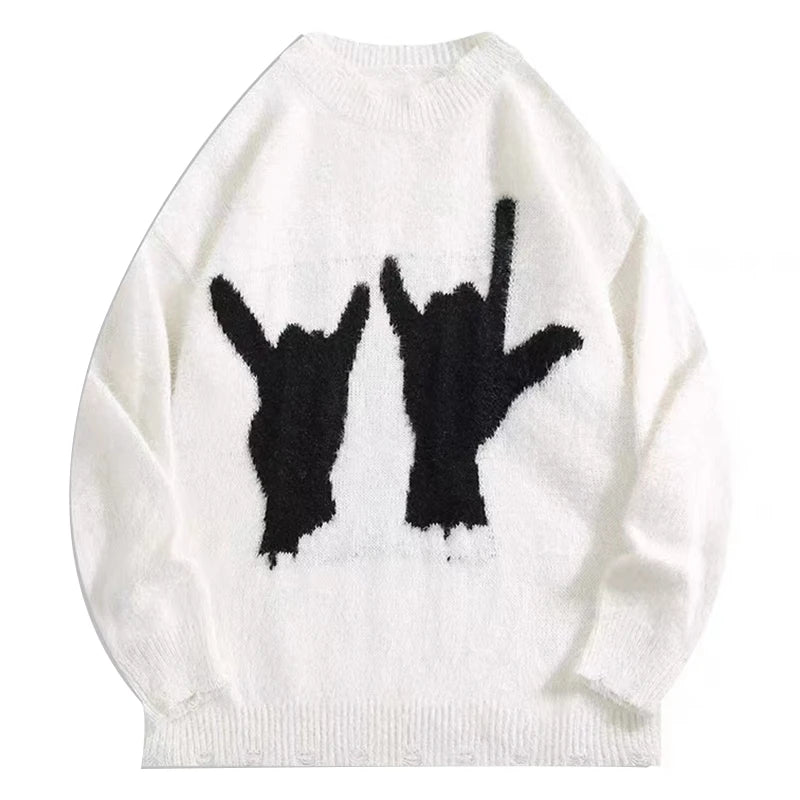 Graphic Hands Harajuku Hip-Hop Knited Sweater
