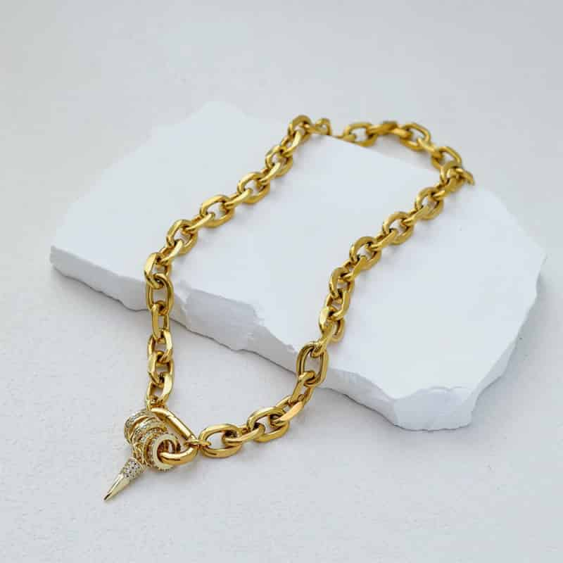 Pendulums Rhinestone Stainless Steel Chain Plated Choker