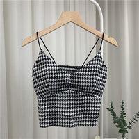 Thumbnail for Black And White Crop Top - Houndstooth / S