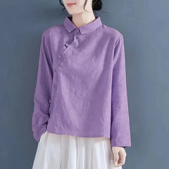 Tang Suit Wear Shirts Chinese Style Cotton And Linen Hanfu Top - view 6