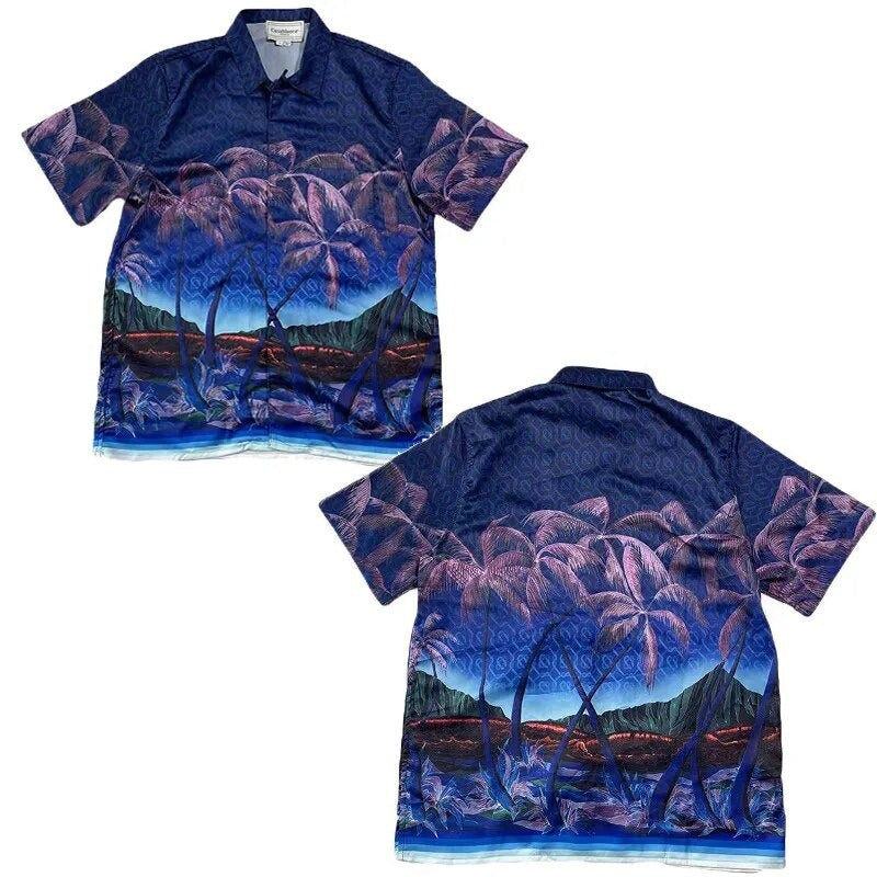 Gradient Hawaiian Short Sleeve Shirt - Blue / S - Shirts