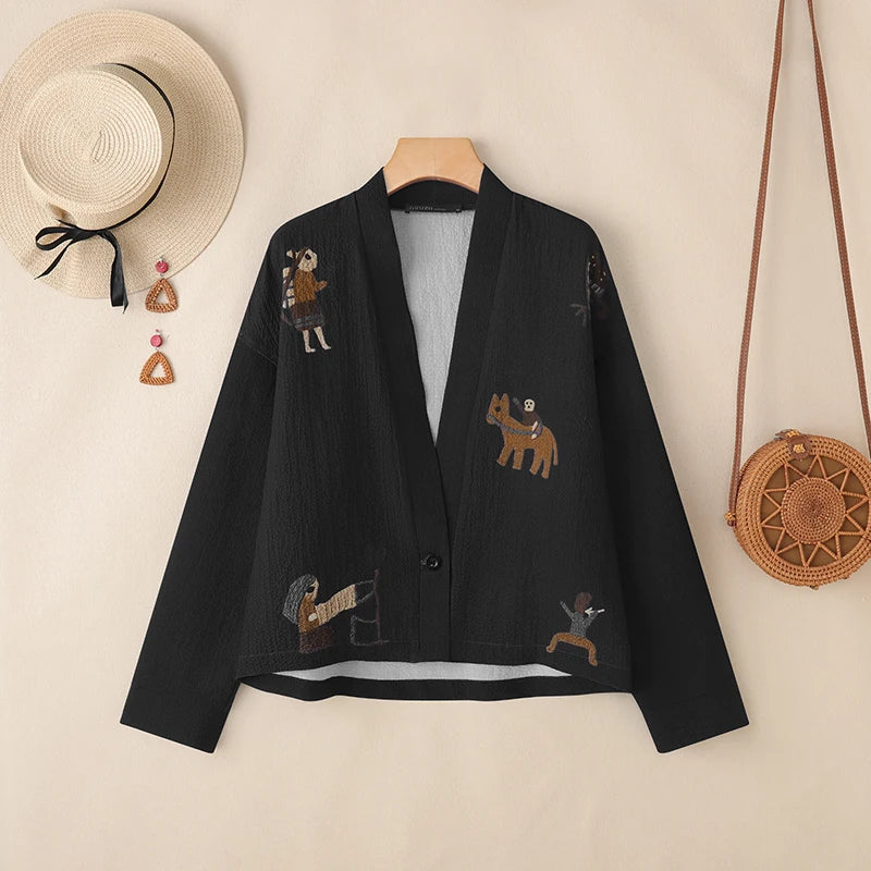 Harajuku Japandi Kimono Haori Noragi Linen Cotton Kimono Jacket (Shirt) V23 | Urban Wear Outsiders