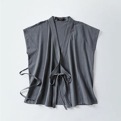 Chinese Traditional Clothes Cotton Linen Tank Tops Sleeveless Kimono Hanfu - view 2