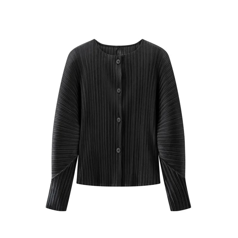 Round Neck Knit Long Sleeve Button Up Cardigan