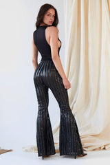 Flare Trousers In Metallic Stripe