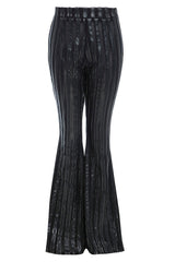 Flare Trousers In Metallic Stripe