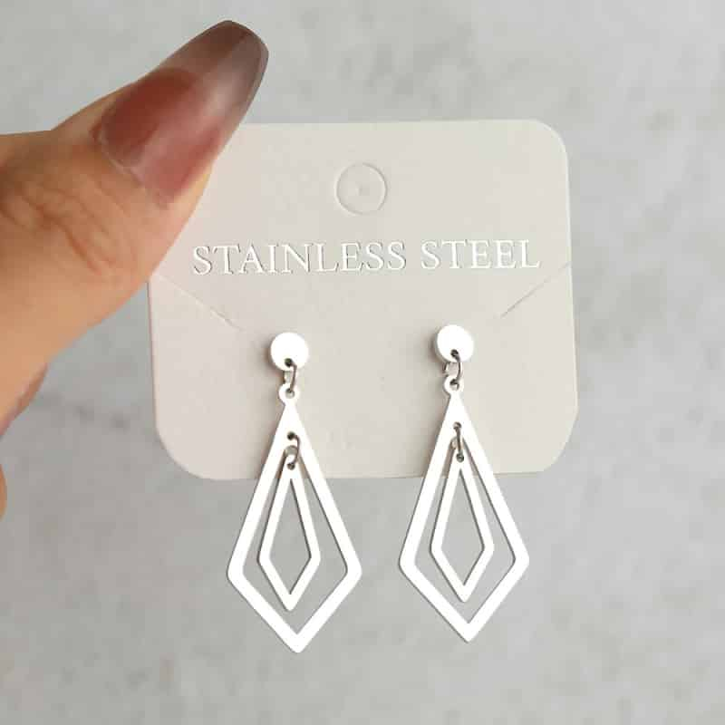 Stainless Steel Geometric Pendant Dangle Earrings