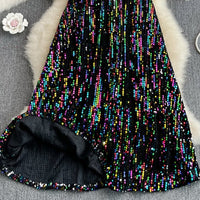 Thumbnail for Sequined Elastic High Waist Long Skirt