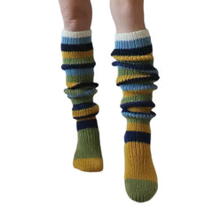 Knitted Striped Knee High Wool Socks