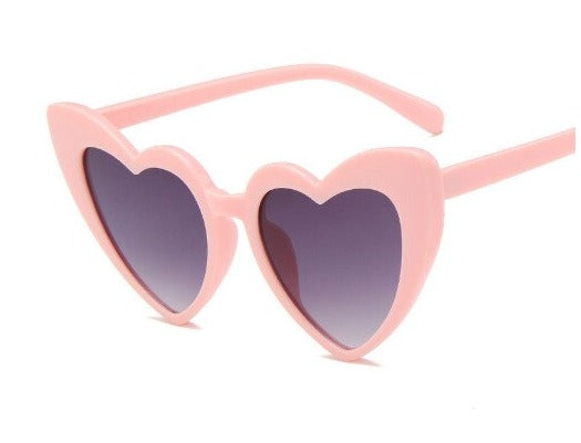 Heart Shape Sunglasses Glitter Frame Sun Shades - Pink Black