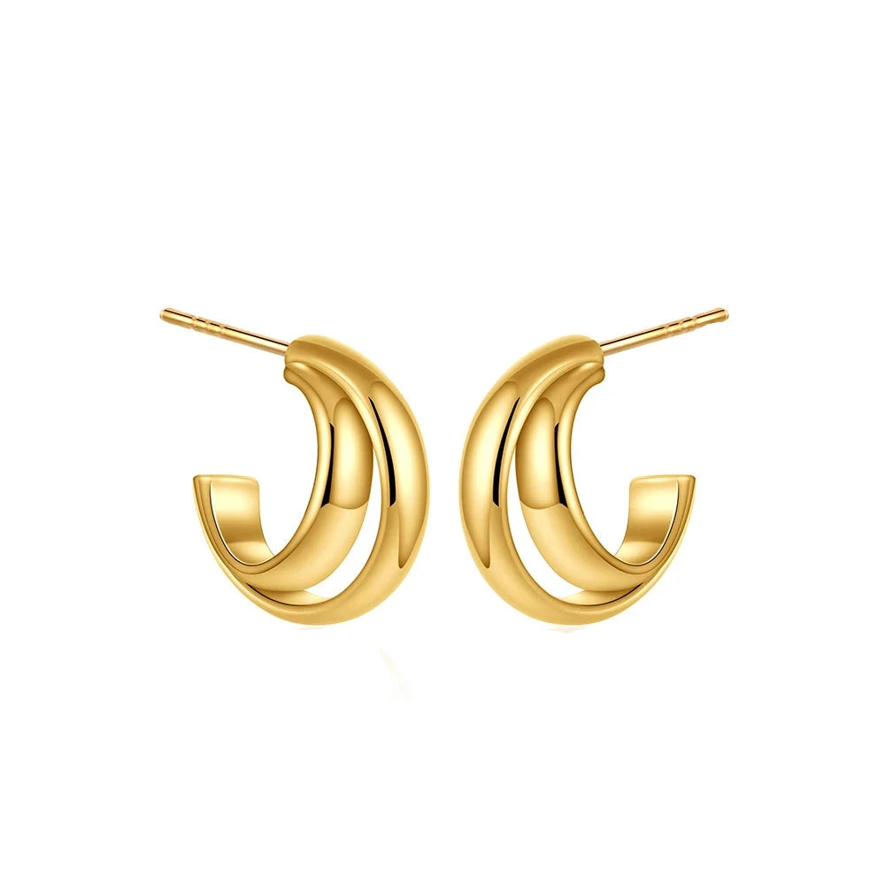 Glitter Stainless Steel Plated Open Hoop Earring