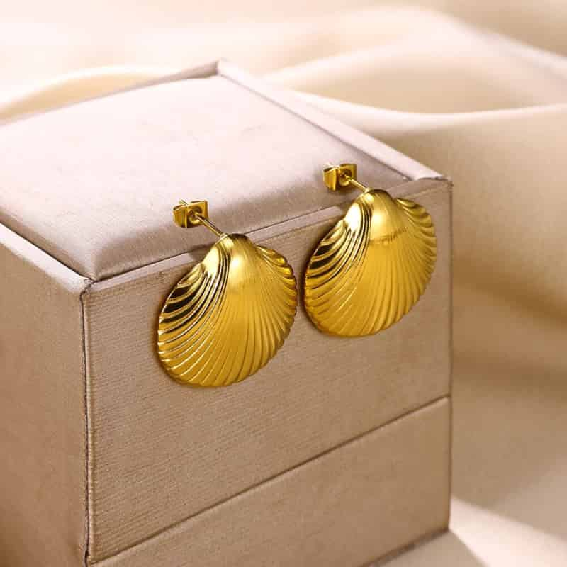 Leaf Heart Spiral Stainless Steel Weave Irregular Stud Earrings