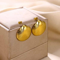 Leaf Heart Spiral Stainless Steel Weave Irregular Stud Earrings