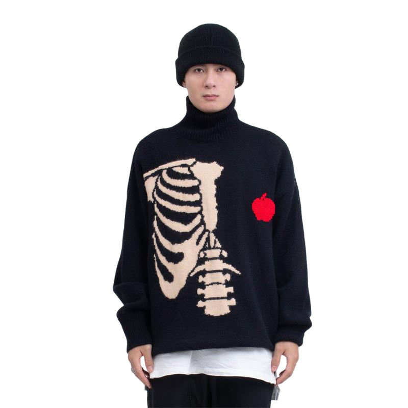 Skeleton Turtleneck Loose Sweater