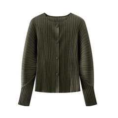 Round Neck Knit Long Sleeve Button Up Cardigan