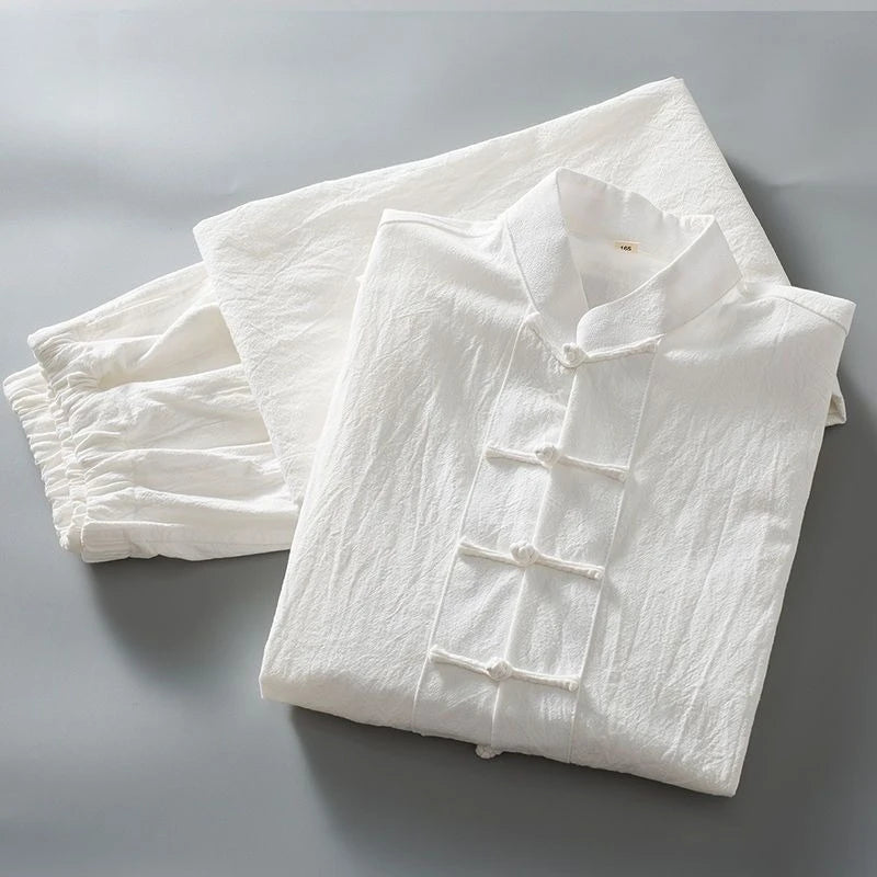 Cotton Linen Long Sleeve Chinese Traditional Tang Suit Outfit - - view 6