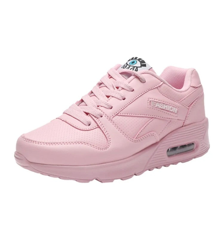 Platform PU Vegan Lace Up Sneakers - Light Pink / 34