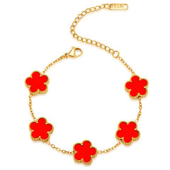 Clover Leaf Petals Plated Stainless Steel Necklace