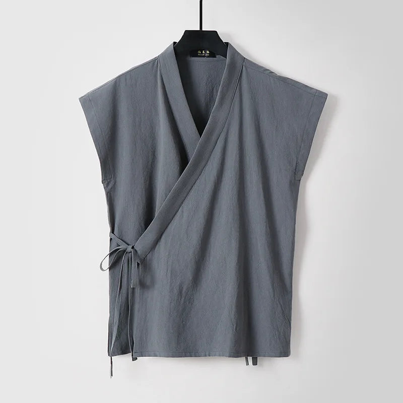 Chinese Traditional Clothes Cotton Linen Tank Tops Sleeveless Kimono Hanfu | Urban Wear Outsiders