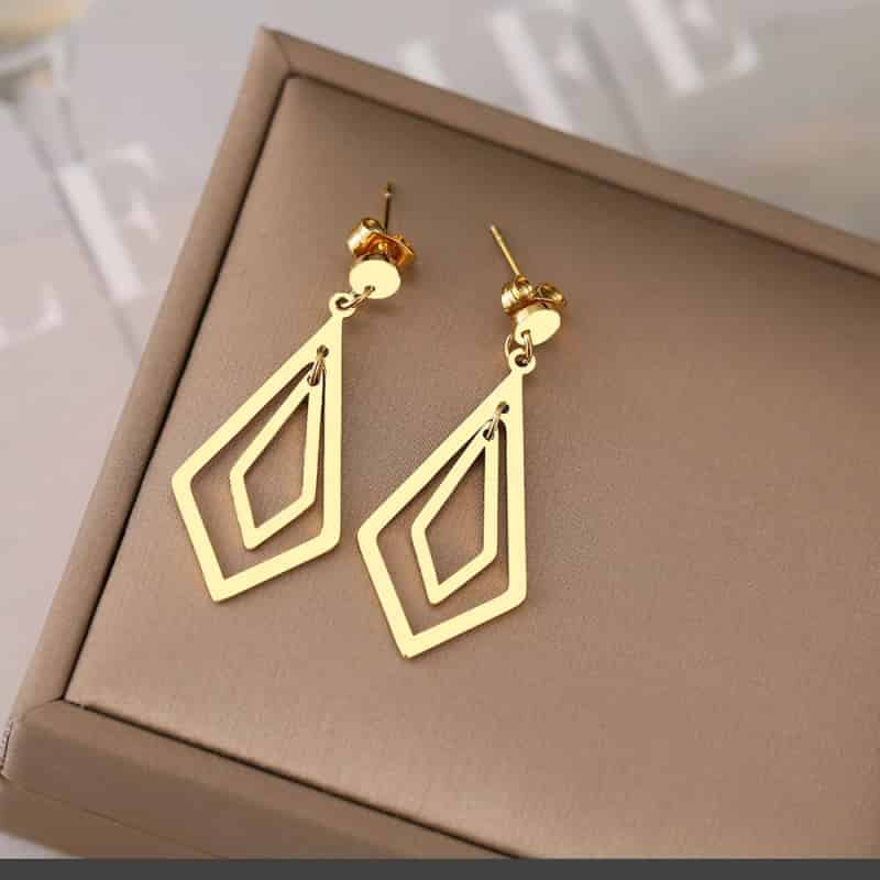 Stainless Steel Geometric Pendant Dangle Earrings