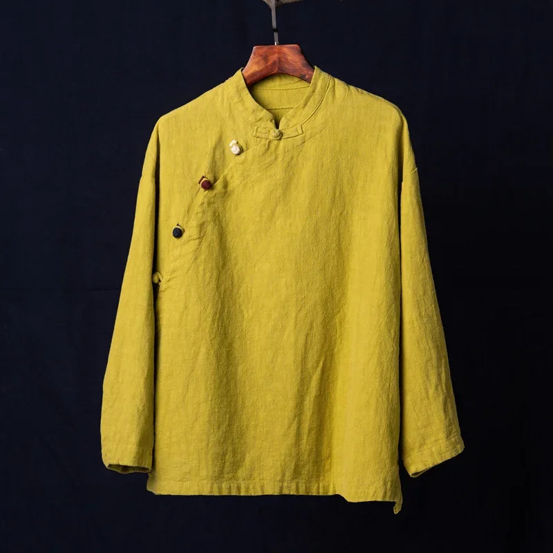 Chinese Style Tang Suit Traditional Clothes Ethnic Long Sleeve Hanfu Linen - view 9