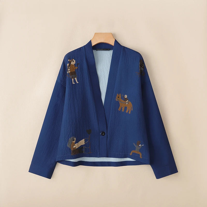 Harajuku Japandi Kimono Haori Noragi Linen Cotton Kimono Jacket (Shirt) V23 | Urban Wear Outsiders