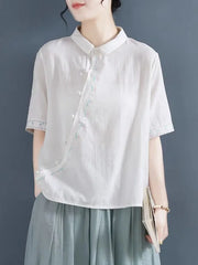 Tang Suit Wear Shirts Chinese Style Cotton And Linen Hanfu Top - view 2